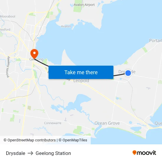 Drysdale to Geelong Station map