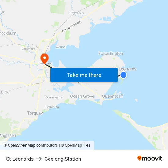 St Leonards to Geelong Station map