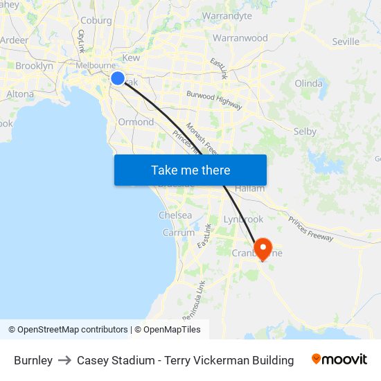 Burnley to Casey Stadium - Terry Vickerman Building map