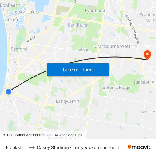 Frankston to Casey Stadium - Terry Vickerman Building map