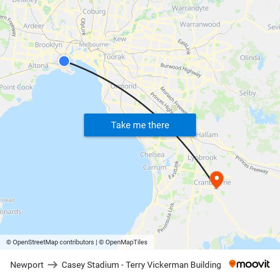 Newport to Casey Stadium - Terry Vickerman Building map