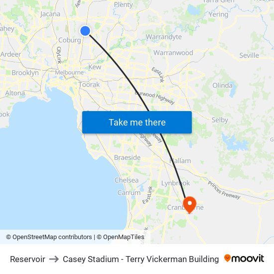 Reservoir to Casey Stadium - Terry Vickerman Building map