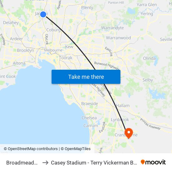 Broadmeadows to Casey Stadium - Terry Vickerman Building map