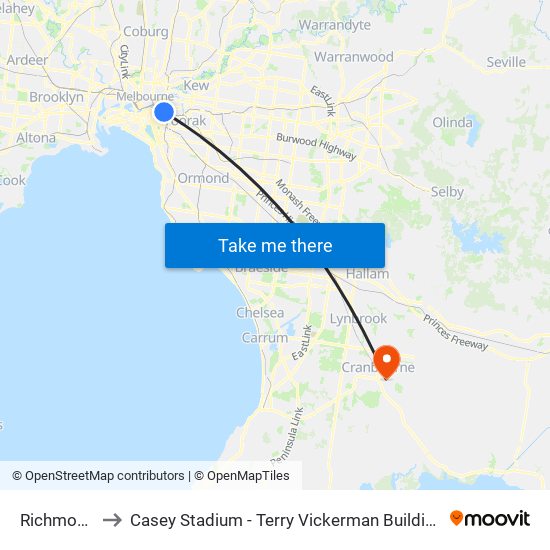 Richmond to Casey Stadium - Terry Vickerman Building map