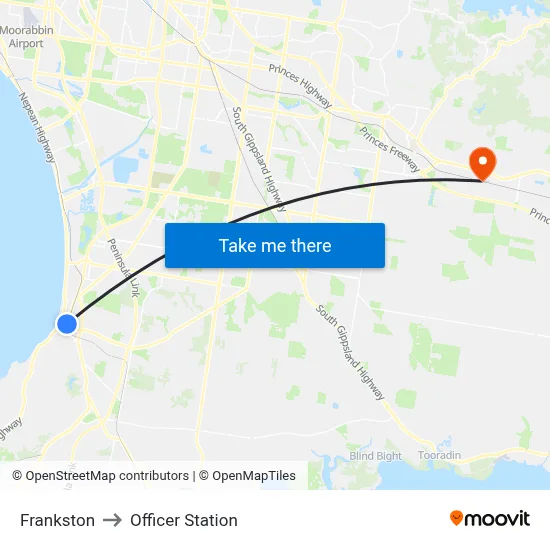 Frankston to Officer Station map