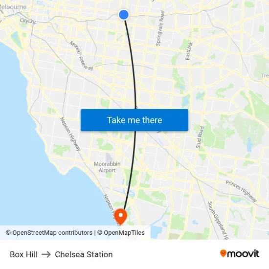 Box Hill to Chelsea Station map