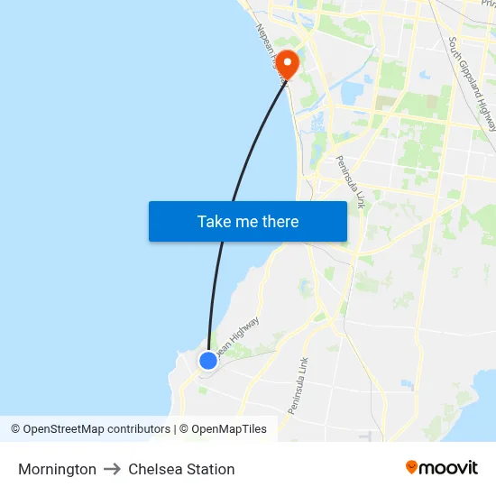 Mornington to Chelsea Station map