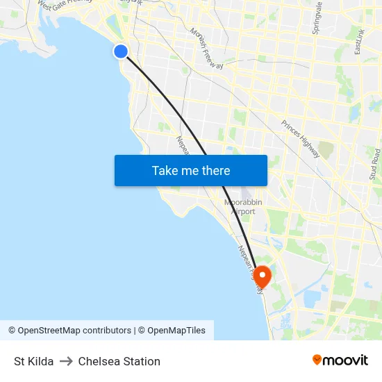 St Kilda to Chelsea Station map