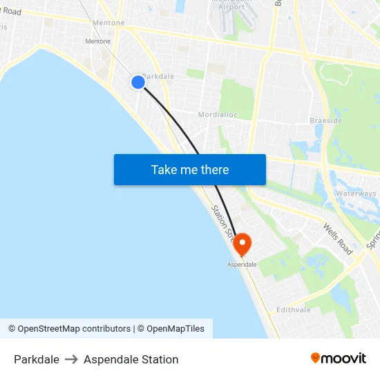 Parkdale to Aspendale Station map