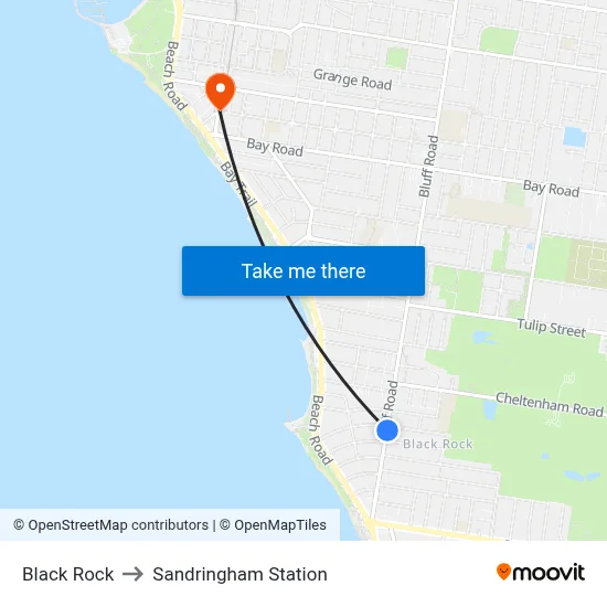 Black Rock to Sandringham Station map