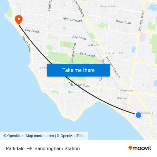Parkdale to Sandringham Station map