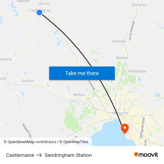 Castlemaine to Sandringham Station map