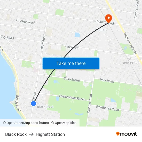 Black Rock to Highett Station map