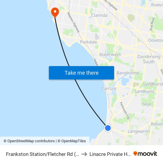 Frankston Station/Fletcher Rd (Frankston) to Linacre Private Hospital map