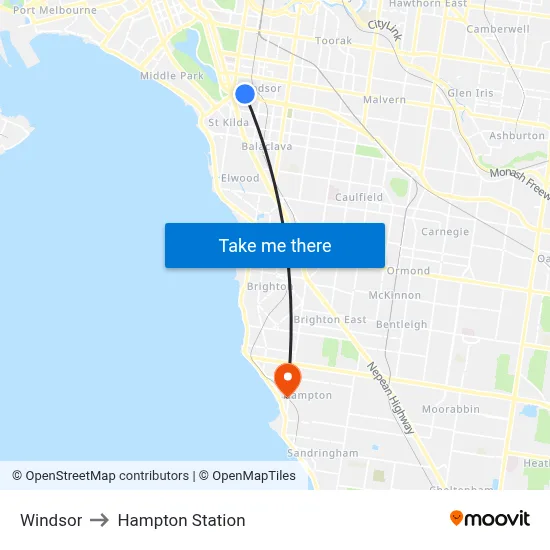 Windsor to Hampton Station map