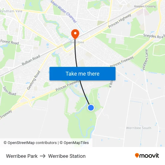 Werribee Park to Werribee Station map