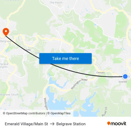 Emerald Village/Main St to Belgrave Station map