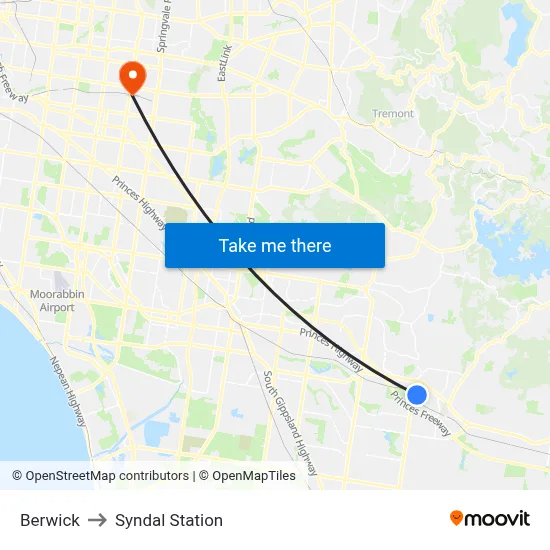 Berwick to Syndal Station map