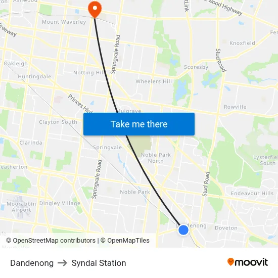 Dandenong to Syndal Station map
