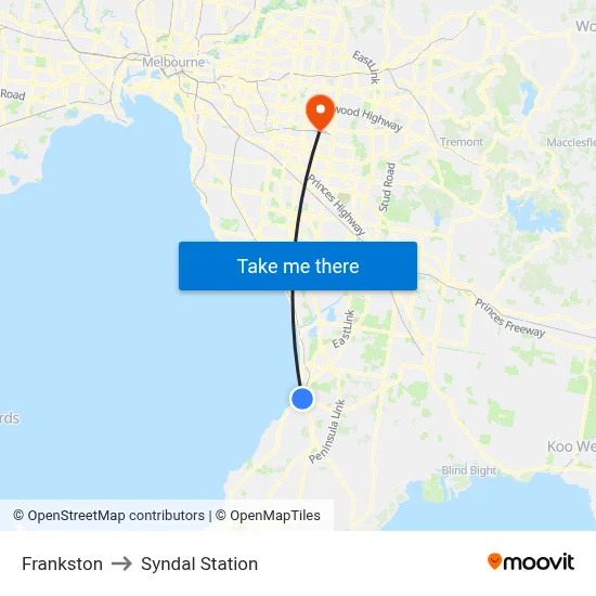 Frankston to Syndal Station map
