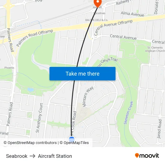 Seabrook to Aircraft Station map
