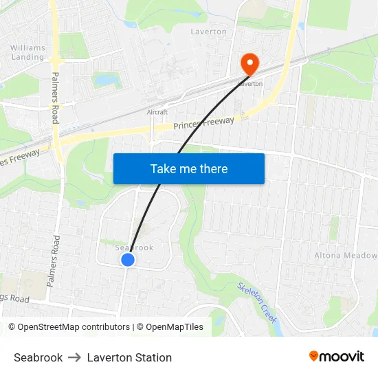 Seabrook to Laverton Station map