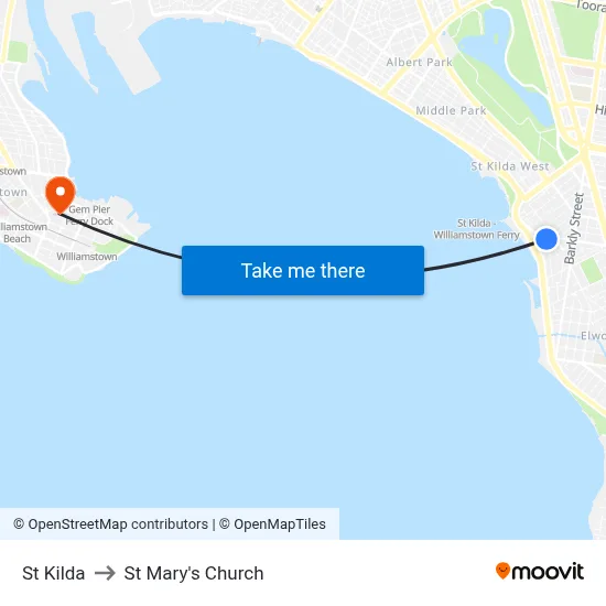 St Kilda to St Mary's Church map