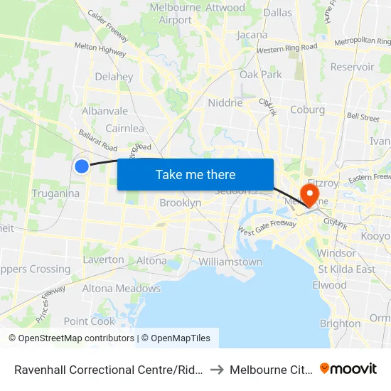 Ravenhall Correctional Centre/Riding Boundary Rd to Melbourne City Centre map