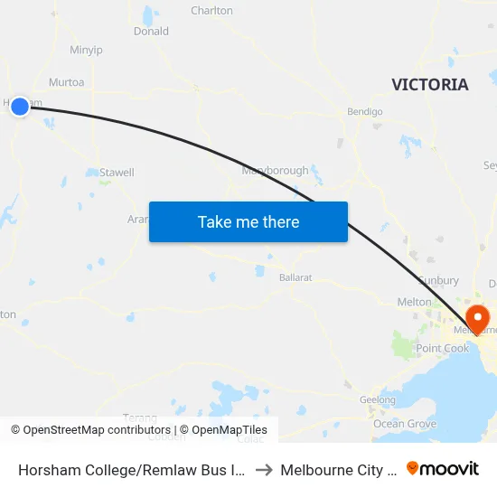 Horsham College/Remlaw Bus Interchange to Melbourne City Centre map