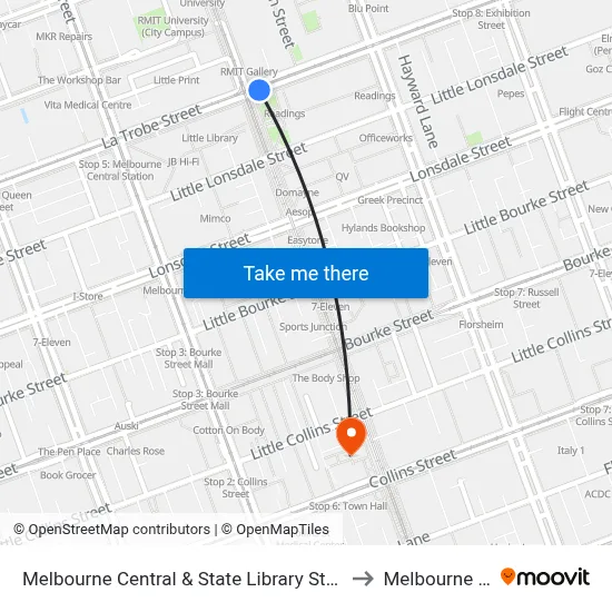 Melbourne Central & State Library Stations/La Trobe St (Melb... #6 to Melbourne City Centre map