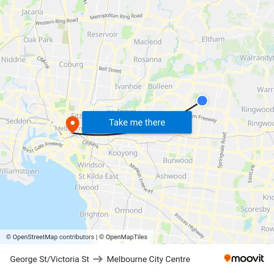 George St/Victoria St to Melbourne City Centre map