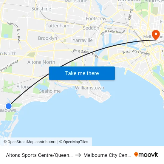 Altona Sports Centre/Queen St to Melbourne City Centre map