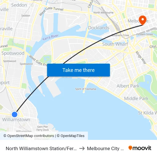 North Williamstown Station/Ferguson St to Melbourne City Centre map