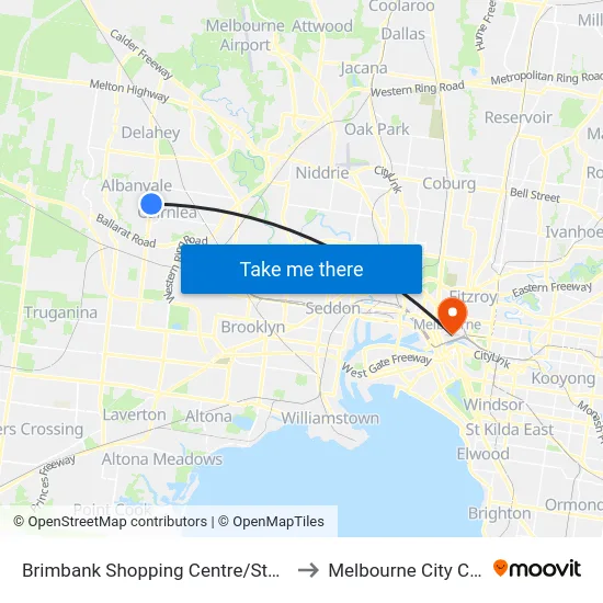 Brimbank Shopping Centre/Station Rd to Melbourne City Centre map