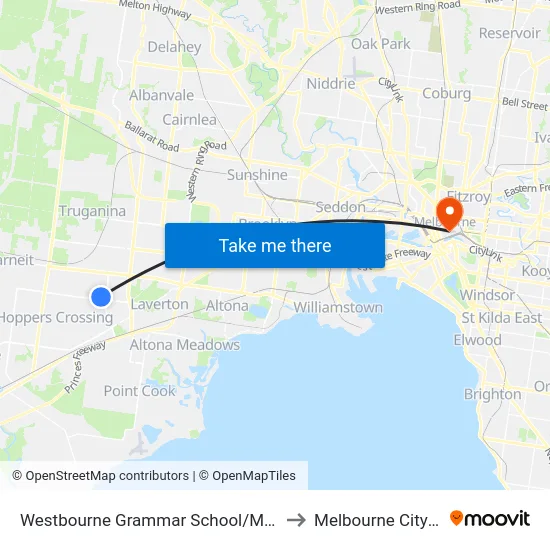 Westbourne Grammar School/Marquands Rd to Melbourne City Centre map