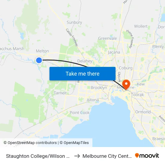 Staughton College/Wilson Rd to Melbourne City Centre map
