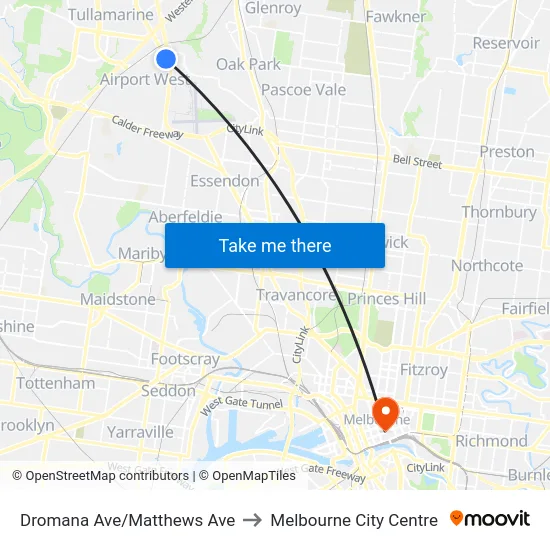Dromana Ave/Matthews Ave to Melbourne City Centre map