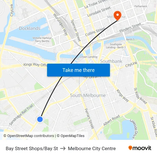 Bay Street Shops/Bay St to Melbourne City Centre map