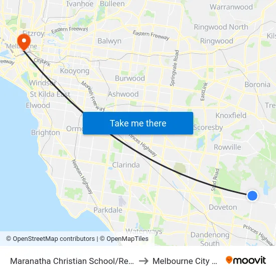 Maranatha Christian School/Reema Bvd to Melbourne City Centre map