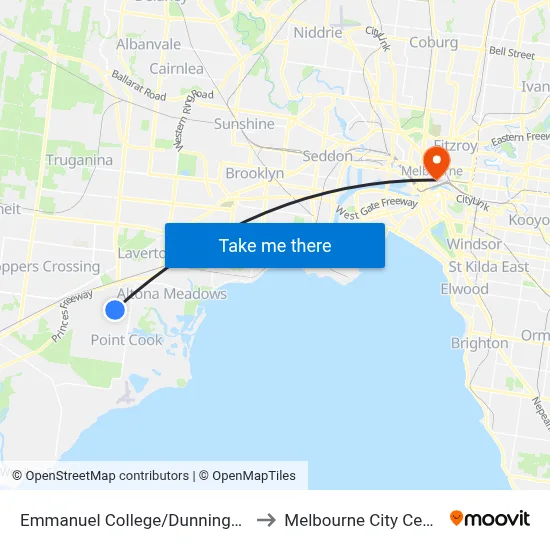 Emmanuel College/Dunnings Rd to Melbourne City Centre map