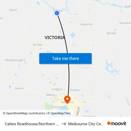 Caltex Roadhouse/Northern Hwy to Melbourne City Centre map