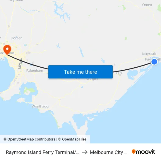 Raymond Island Ferry Terminal/Devon Rd to Melbourne City Centre map