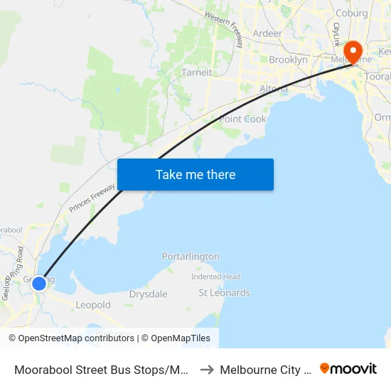 Moorabool Street Bus Stops/Moorabool St to Melbourne City Centre map