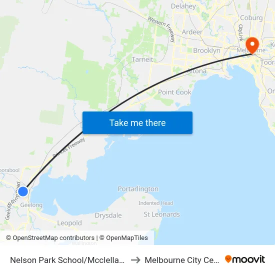Nelson Park School/Mcclelland St to Melbourne City Centre map