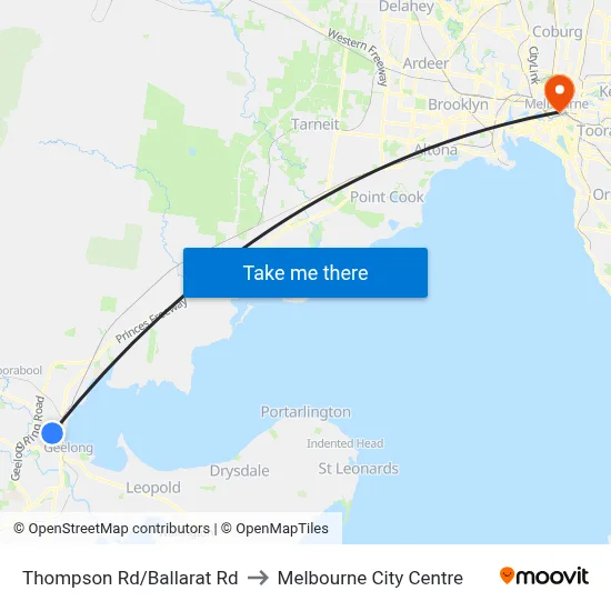 Thompson Rd/Ballarat Rd to Melbourne City Centre map