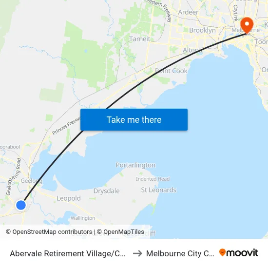 Abervale Retirement Village/Church St to Melbourne City Centre map