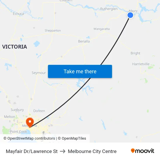 Mayfair Dr/Lawrence St to Melbourne City Centre map