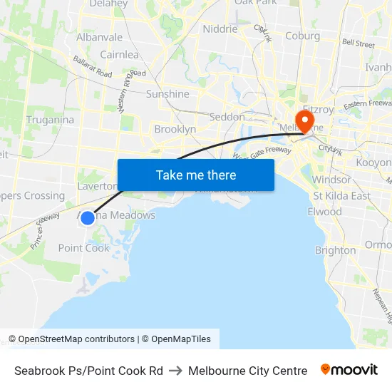 Seabrook Ps/Point Cook Rd to Melbourne City Centre map