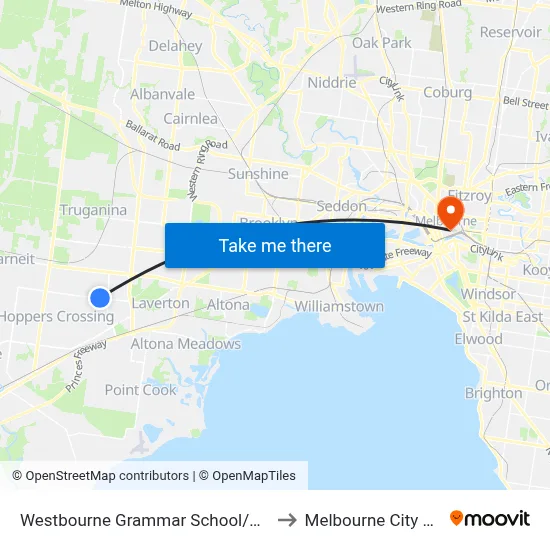 Westbourne Grammar School/Sayers Rd to Melbourne City Centre map