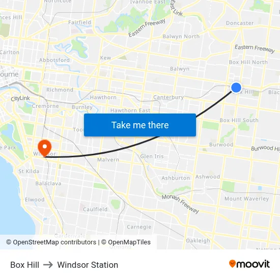 Box Hill to Windsor Station map